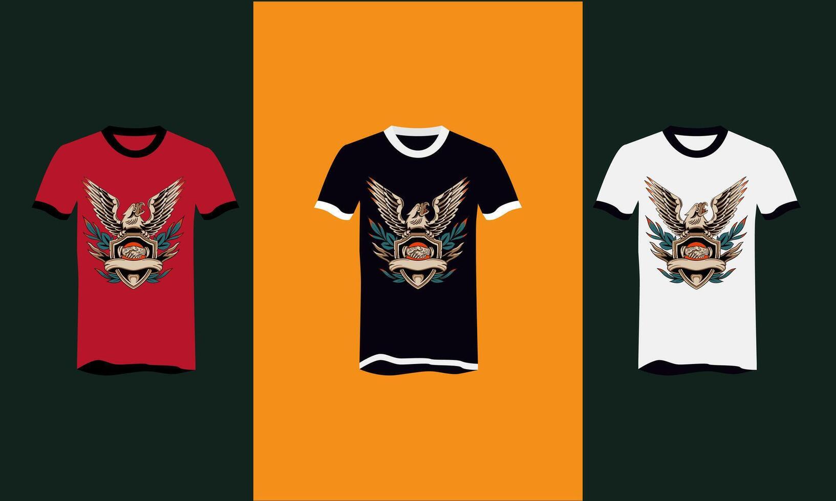 flying eagle and leaf vector t shirt design
