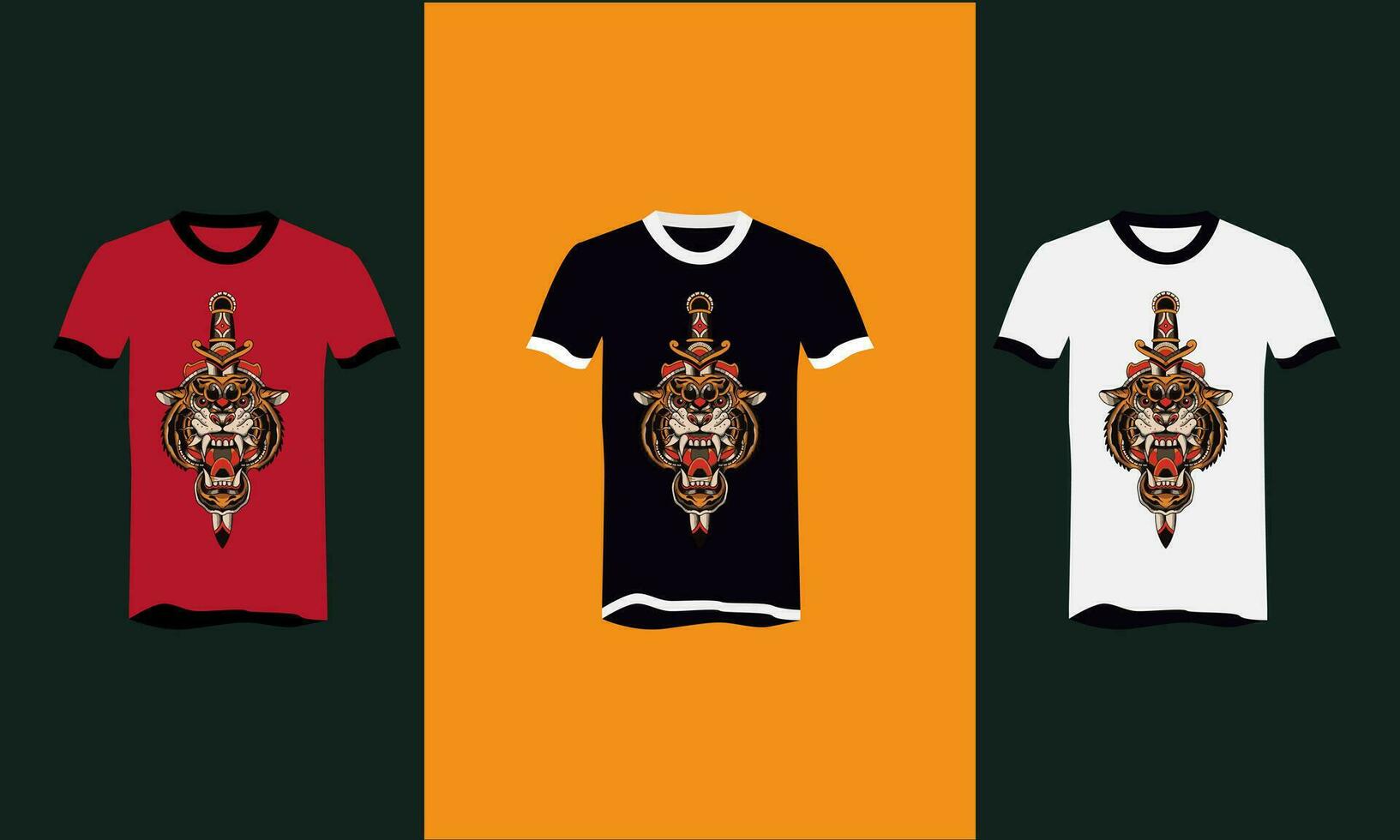 cabeza Tigre y espada vector t camisa diseño