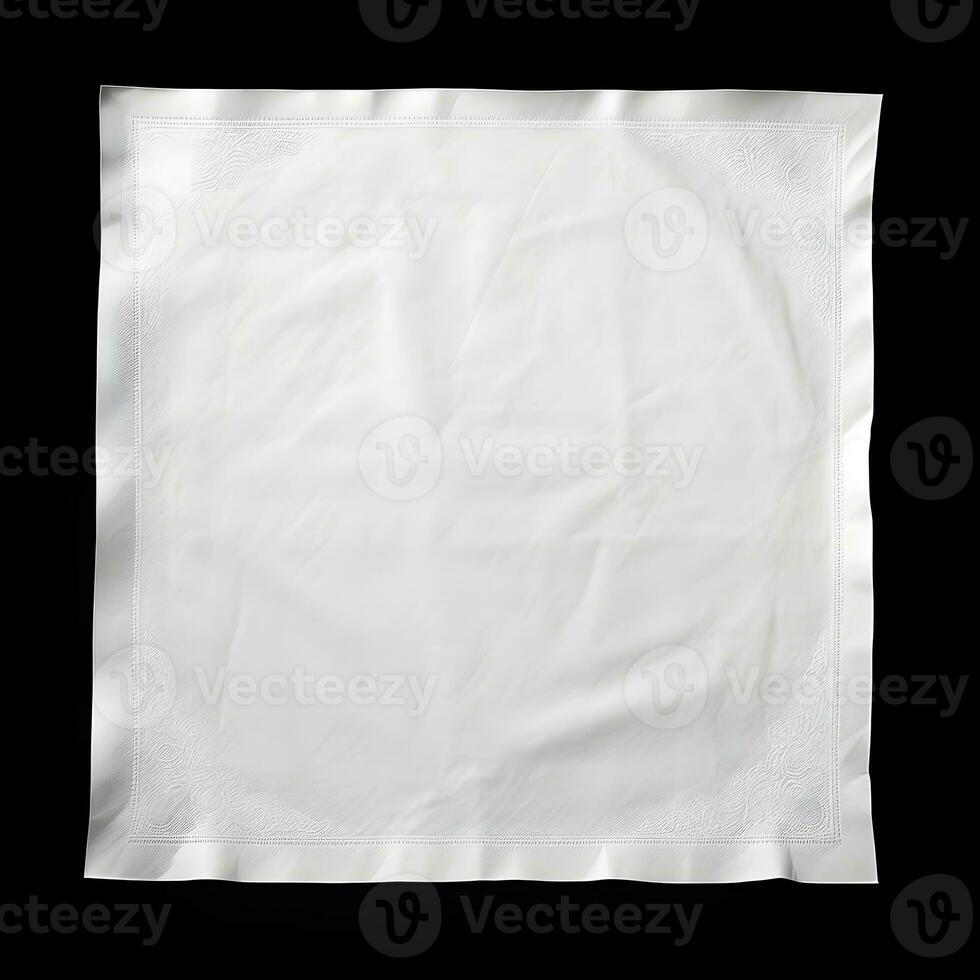 Blank white fabric bag isolated on black background photo