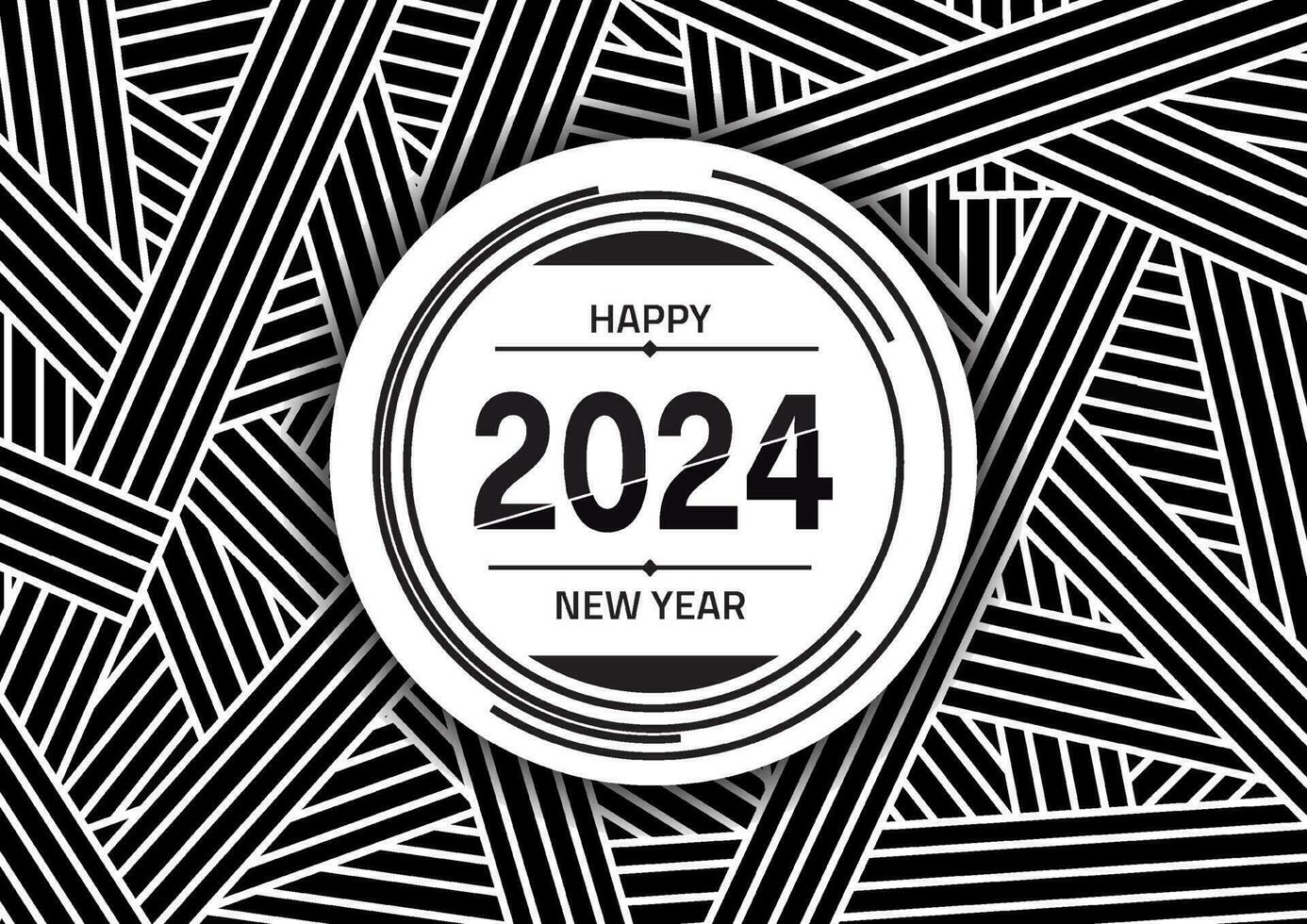 moderno línea Arte 2024 logo diseño en vector ilustración. contento nuevo año 2024 tipografía diseño con elegante estilo en blanco antecedentes. mínimo concepto de 2024 año diseño utilizando triángulo lineal líneas.