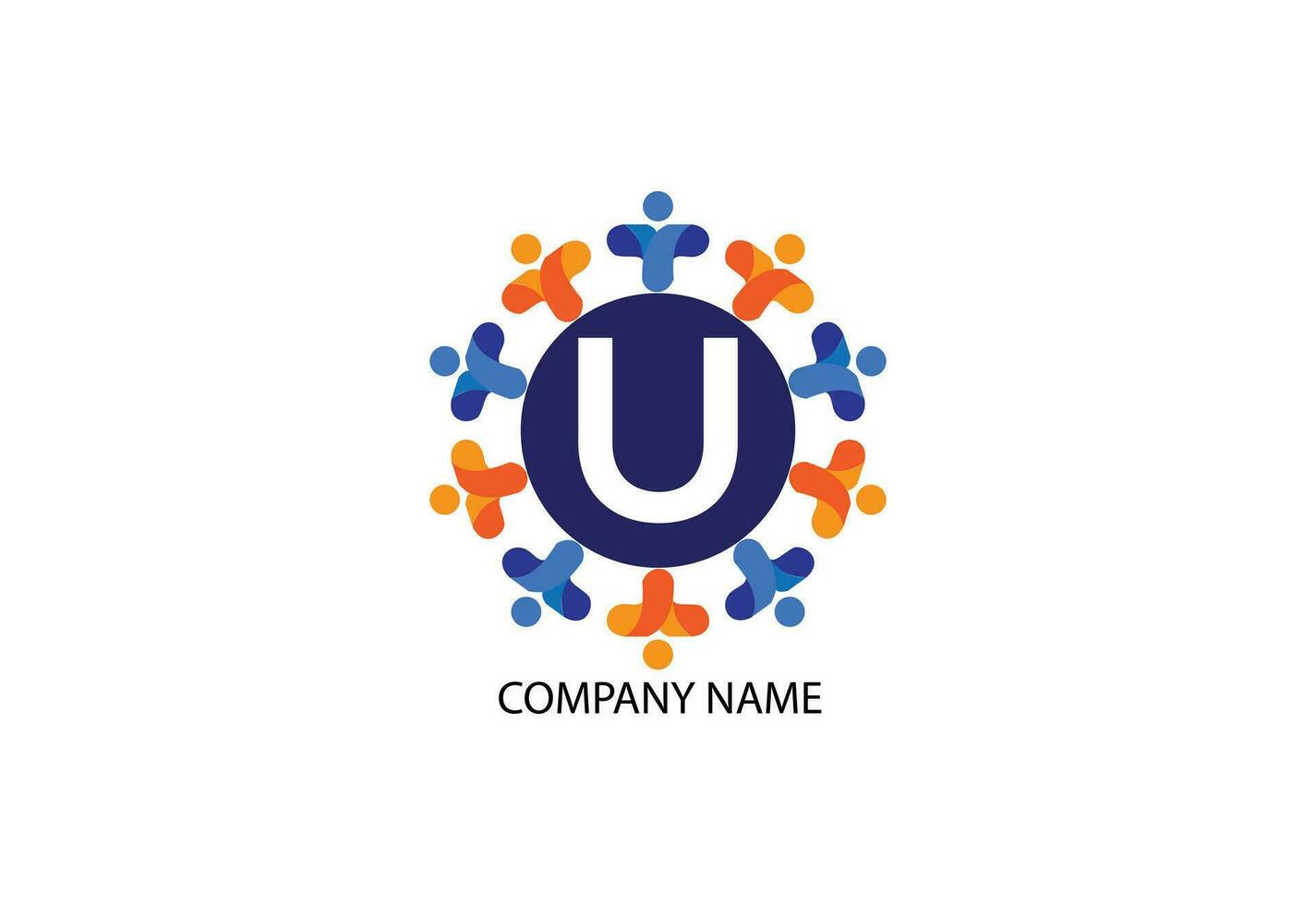 people with letter U logo design concept template vector