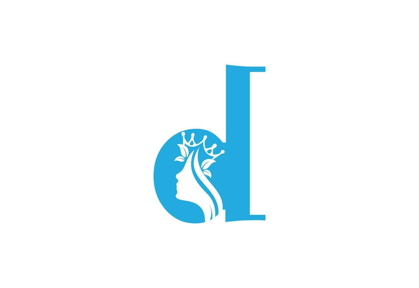 beauty monogram letter D woman silhouette logo design vector