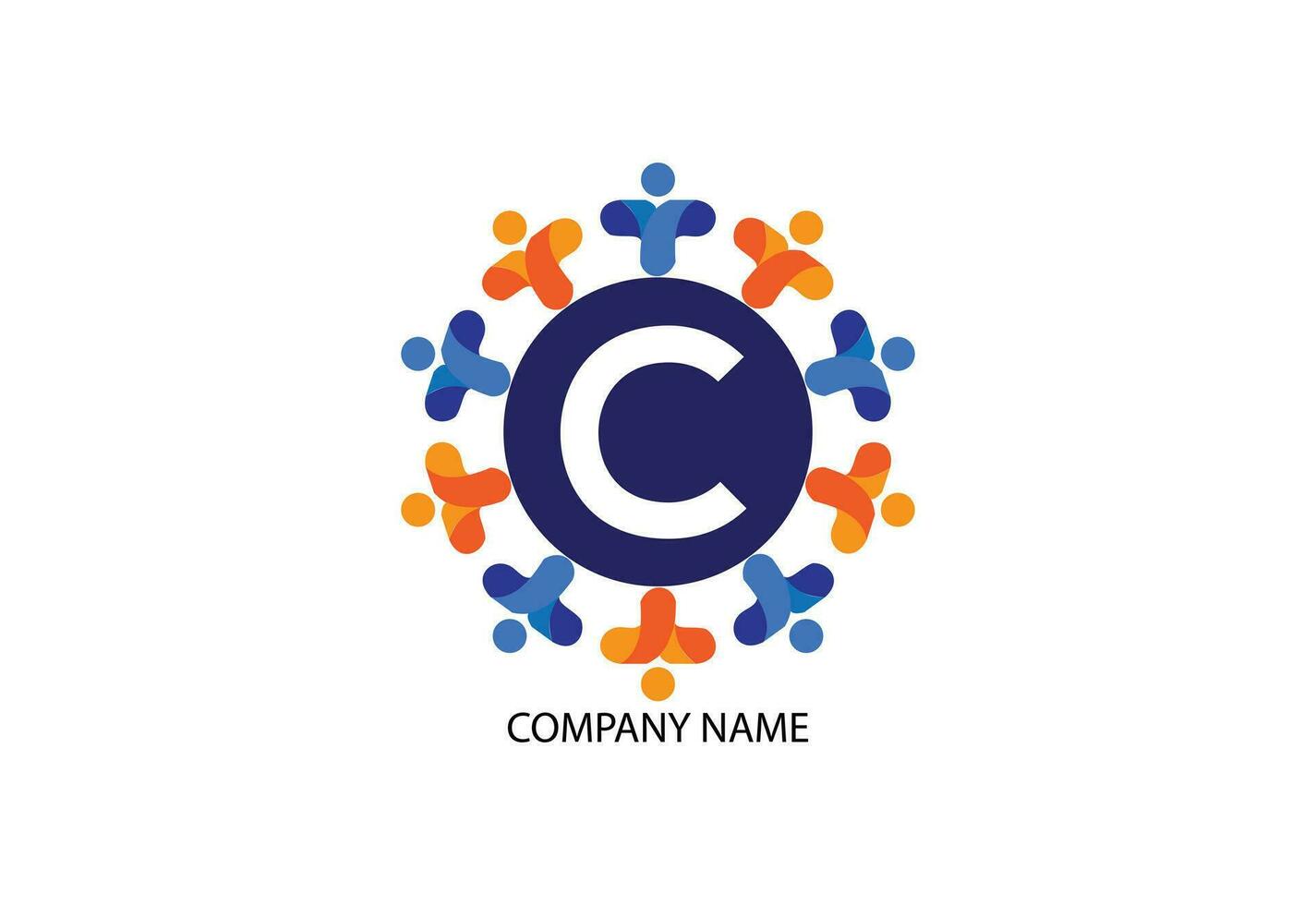 people with letter C logo design concept template vector