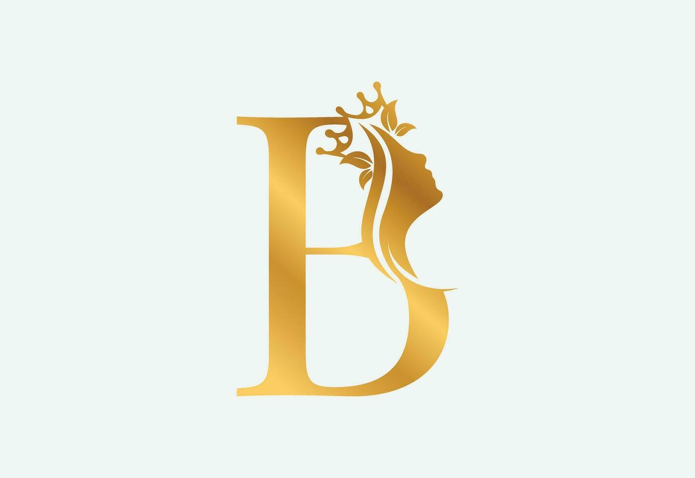 beauty monogram letter B woman silhouette logo design vector