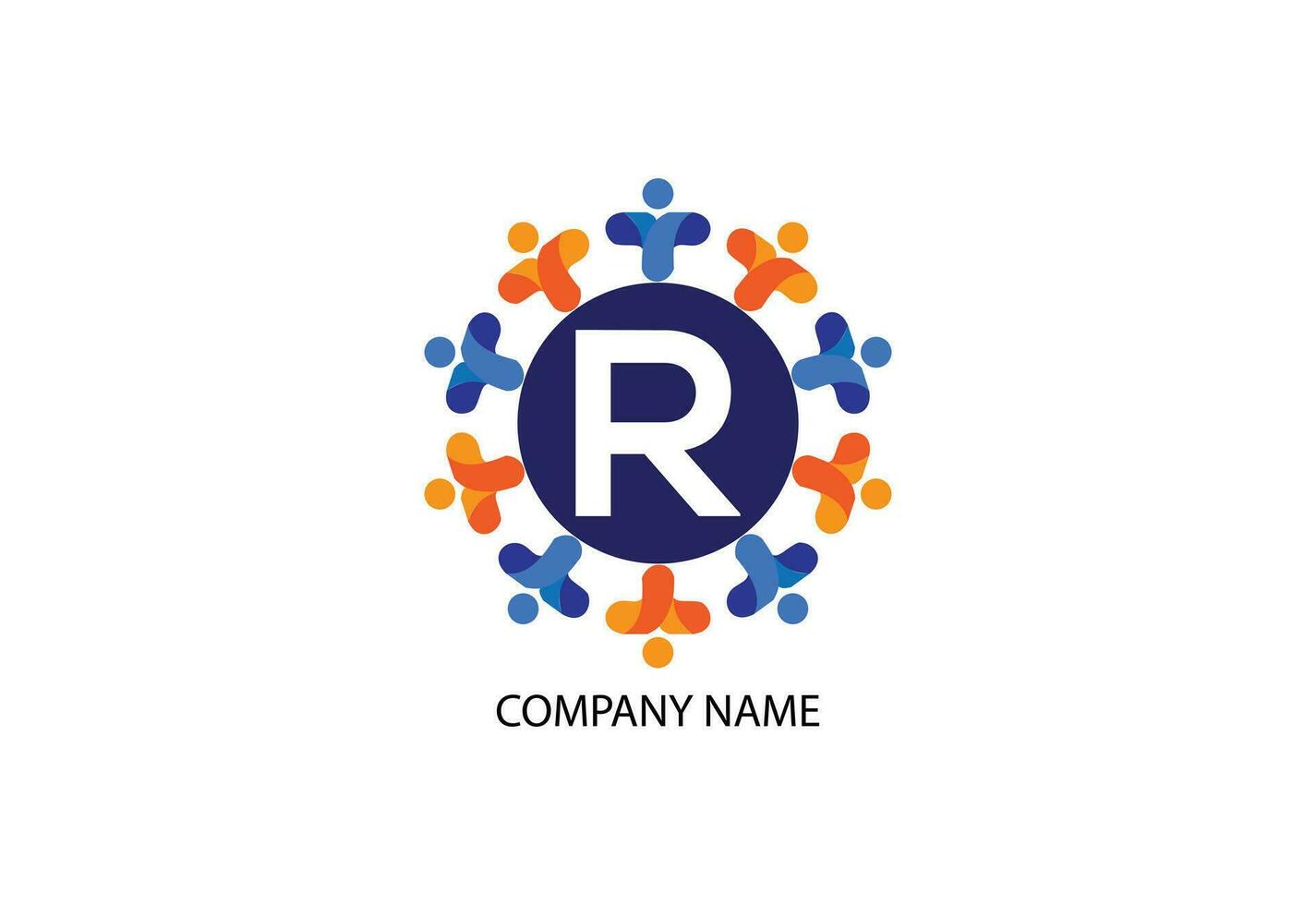 people with letter R logo design concept template vector