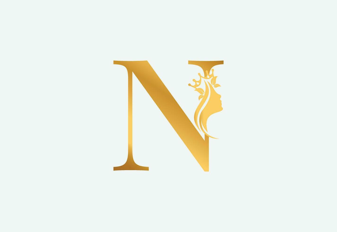 belleza monograma letra norte mujer silueta logo diseño vector