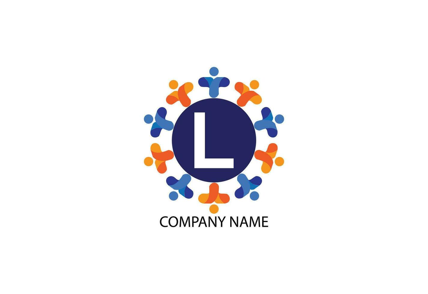 people with letter L logo design concept template vector