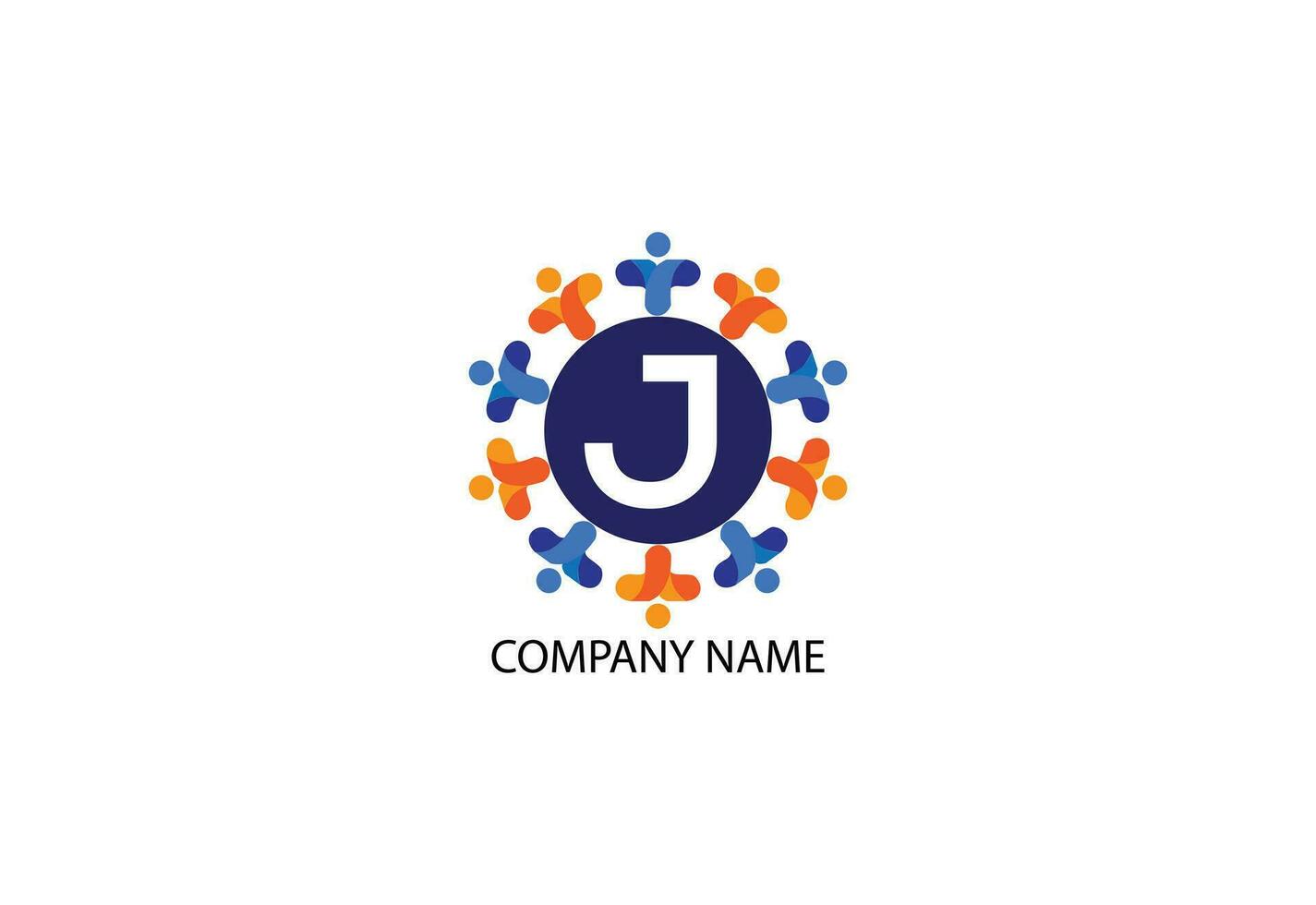 people with letter J logo design concept template vector