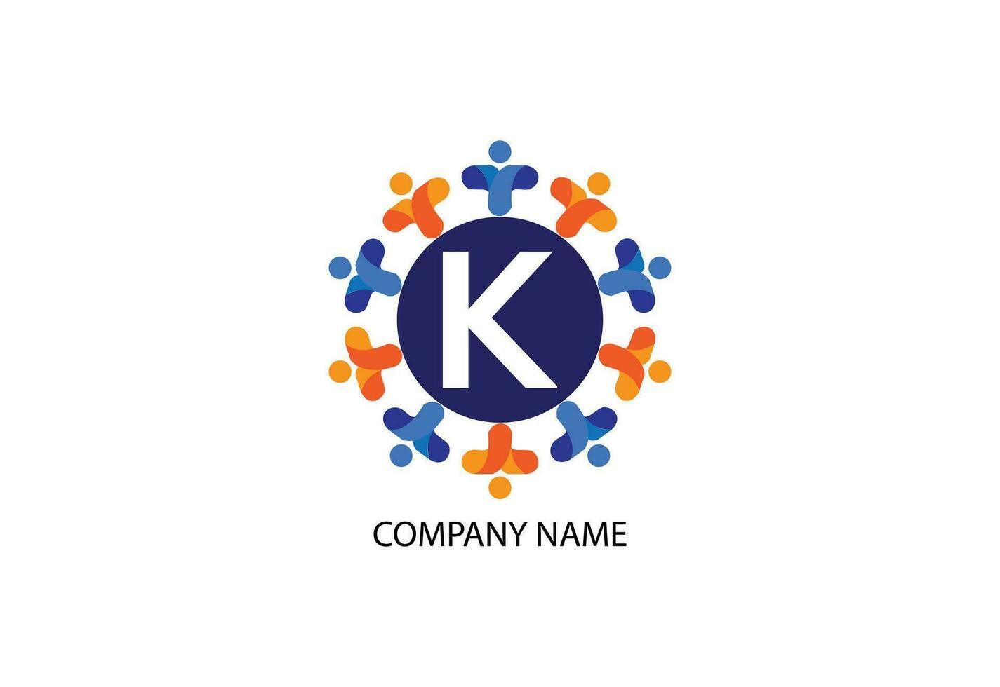people with letter K logo design concept template vector