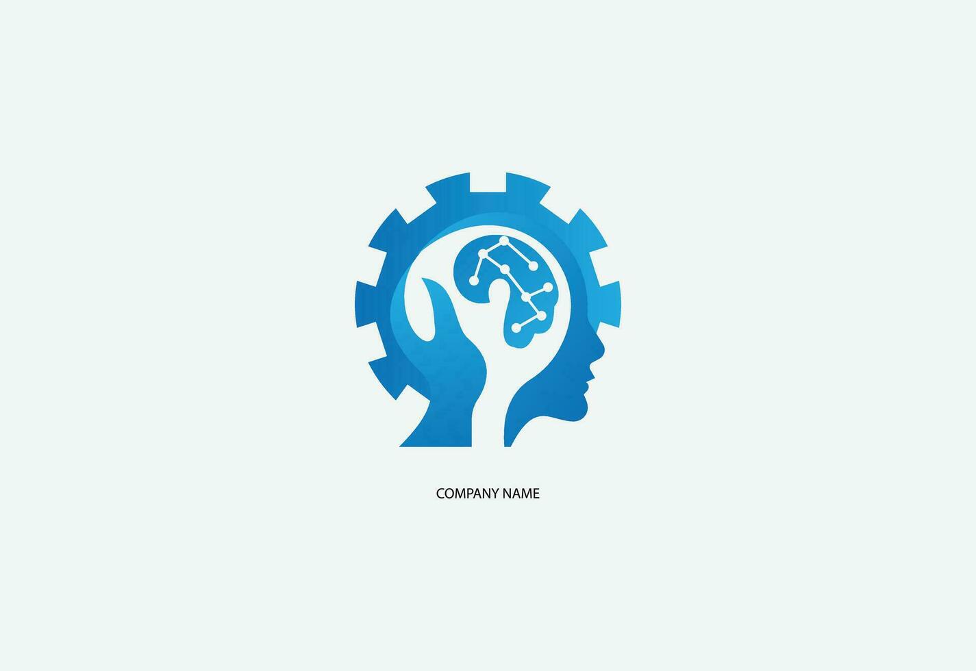 cabeza humano inteligente tecnología logo vector, cerebro humano artificial logo vector