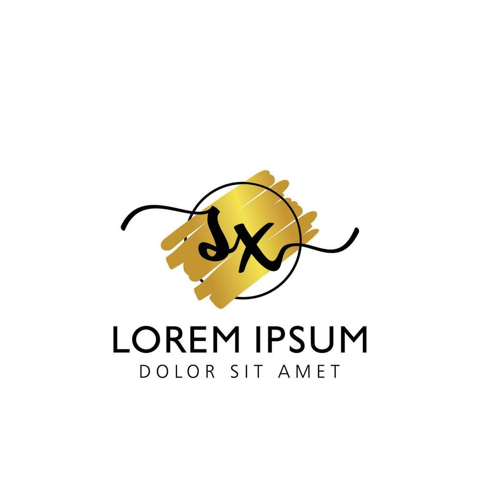 SX Initial Handwriting gold Brush Template Design vector