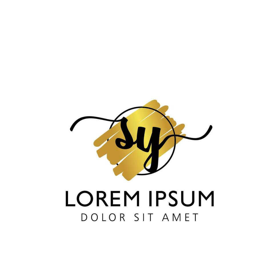 SY Initial Handwriting gold Brush Template Design vector