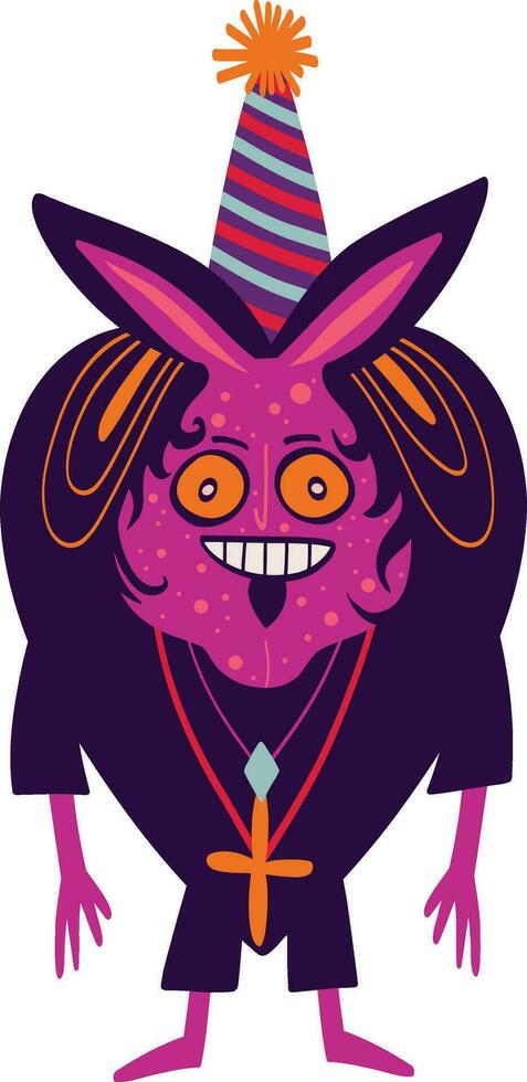 Demon priest with a creepy face. vibrant Halloween character. Illustration in cartoon style vector
