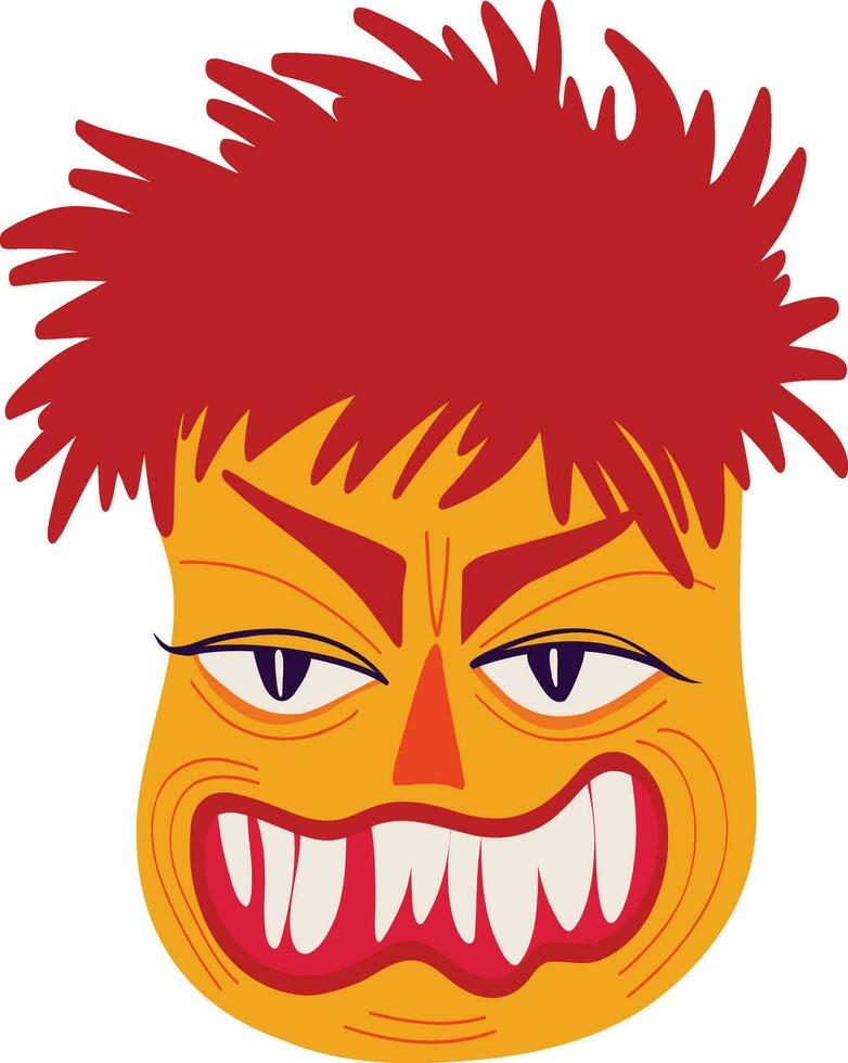 Creepy zombie man. Vibrant Strange ugly Halloween character vector