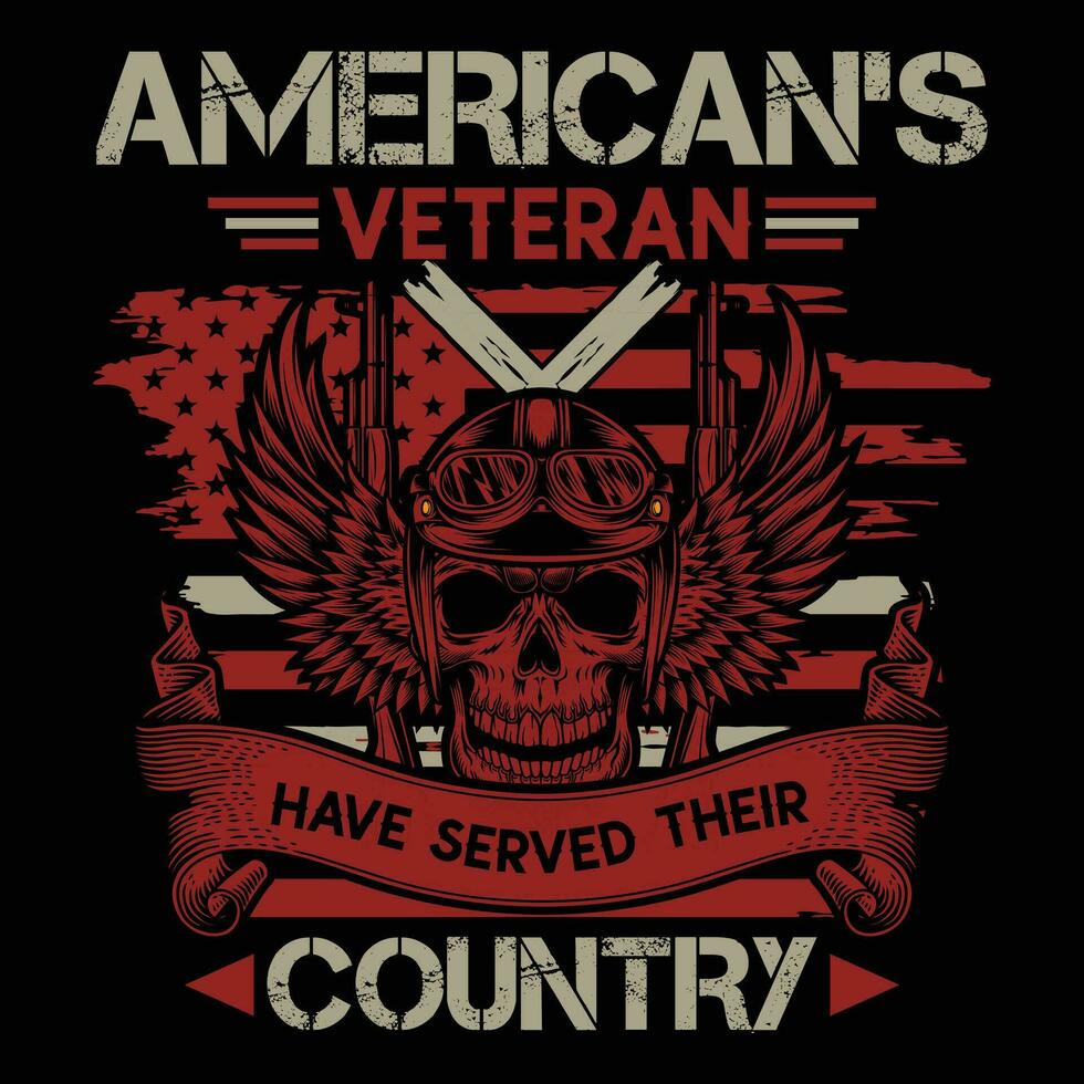 Premium American skull veteran t shirt design Inspiring quote. Proud American Independence Day and veteran typography vector template USA veteran Flag graphic print