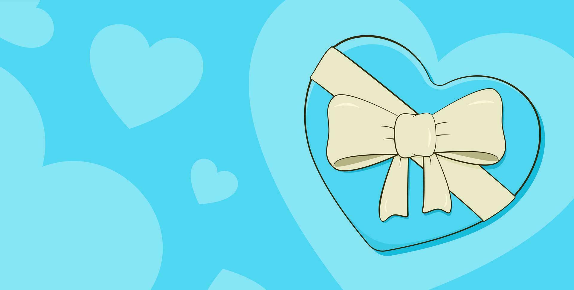 Gift box in shape of heart on background with hearts. Design for valentine's day, birthday, wedding, engagement etc vector
