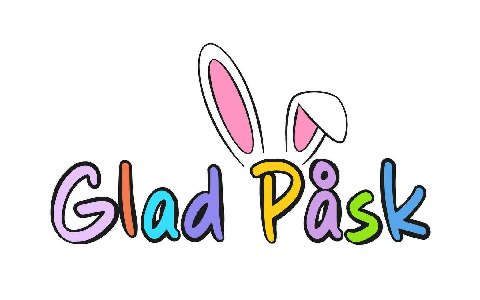 Happy Easter colorful lettering in Swedish with bunny ears vector