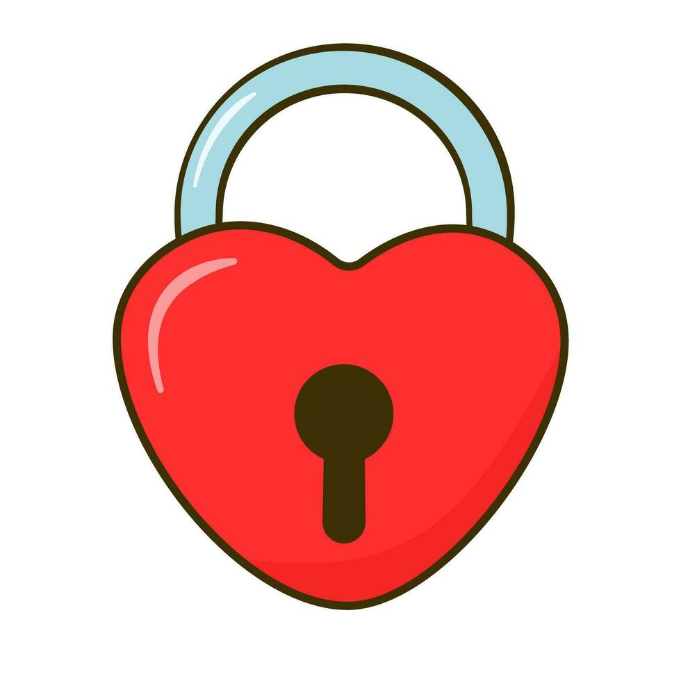 Padlock in the shape of the heart. Flat icon vector