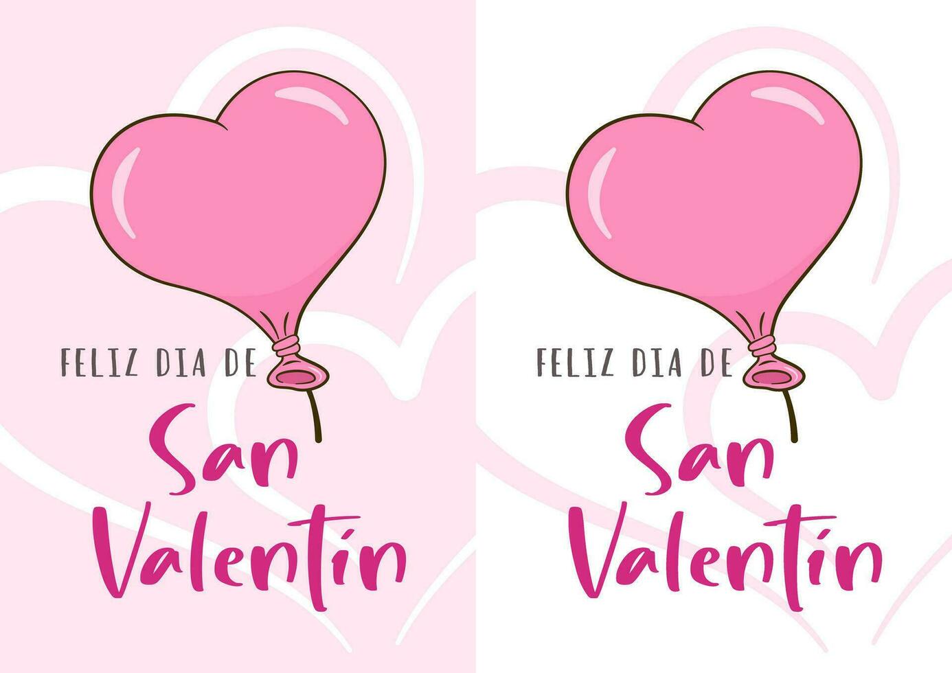Happy Valentine's Day lettering in Spanish. Two card templates vector