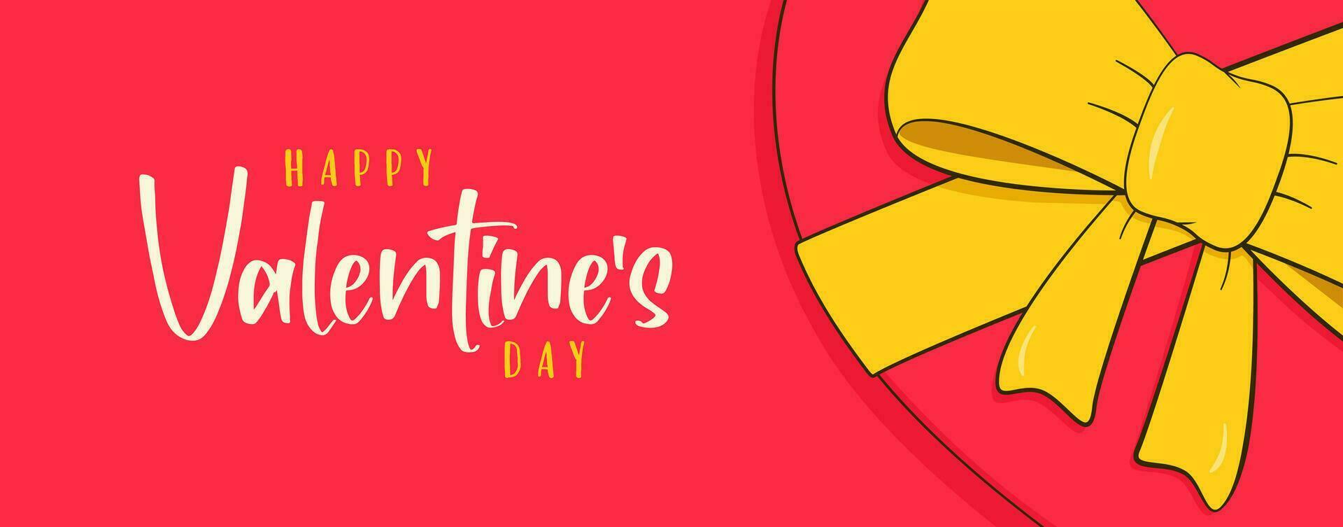 Happy Valentine's Day, lettering with heart-shaped box. Banner vector