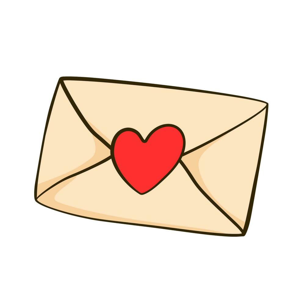 Love letter. Envelope with heart. Cartoon flat icon vector