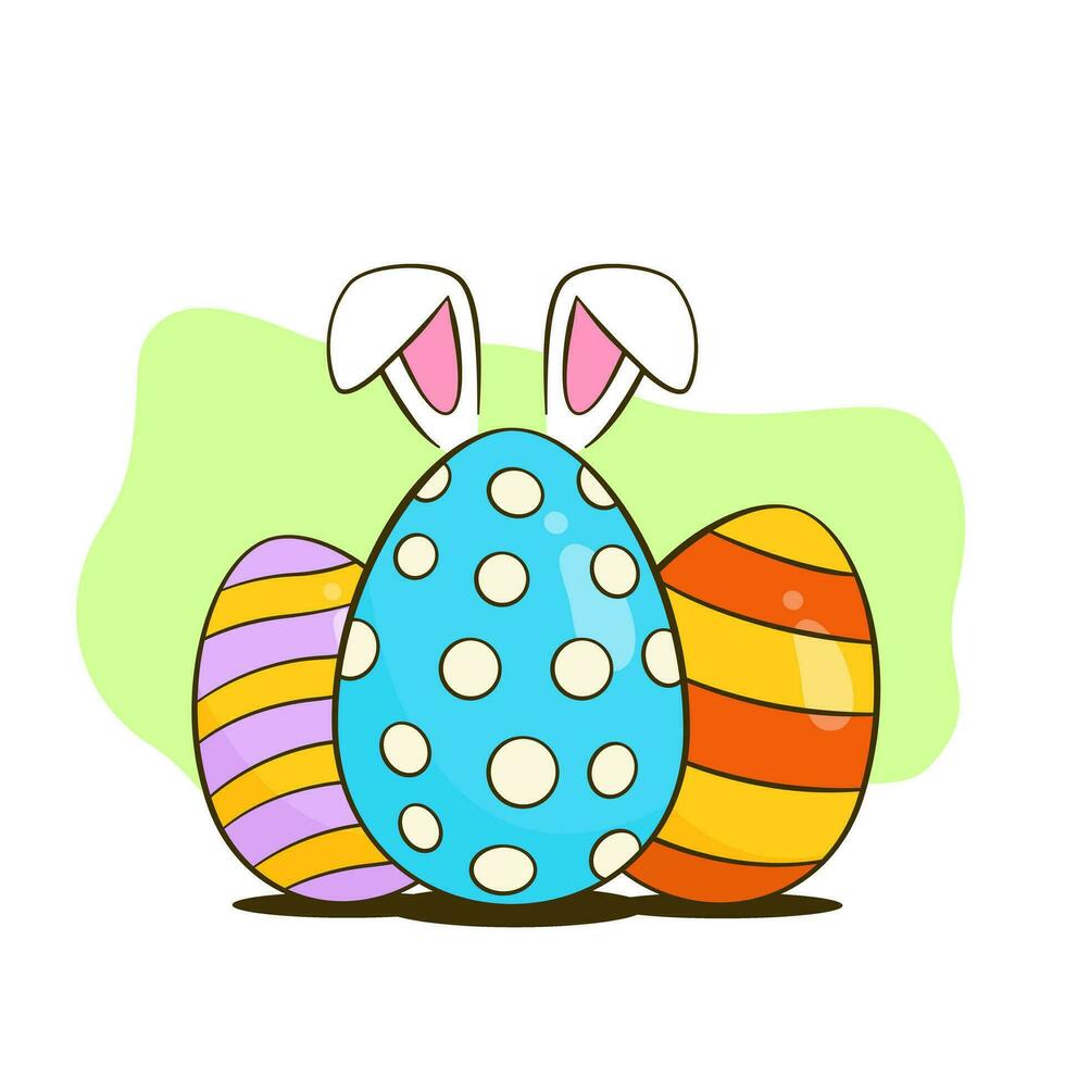 Colorful Easter eggs with bunny ears vector