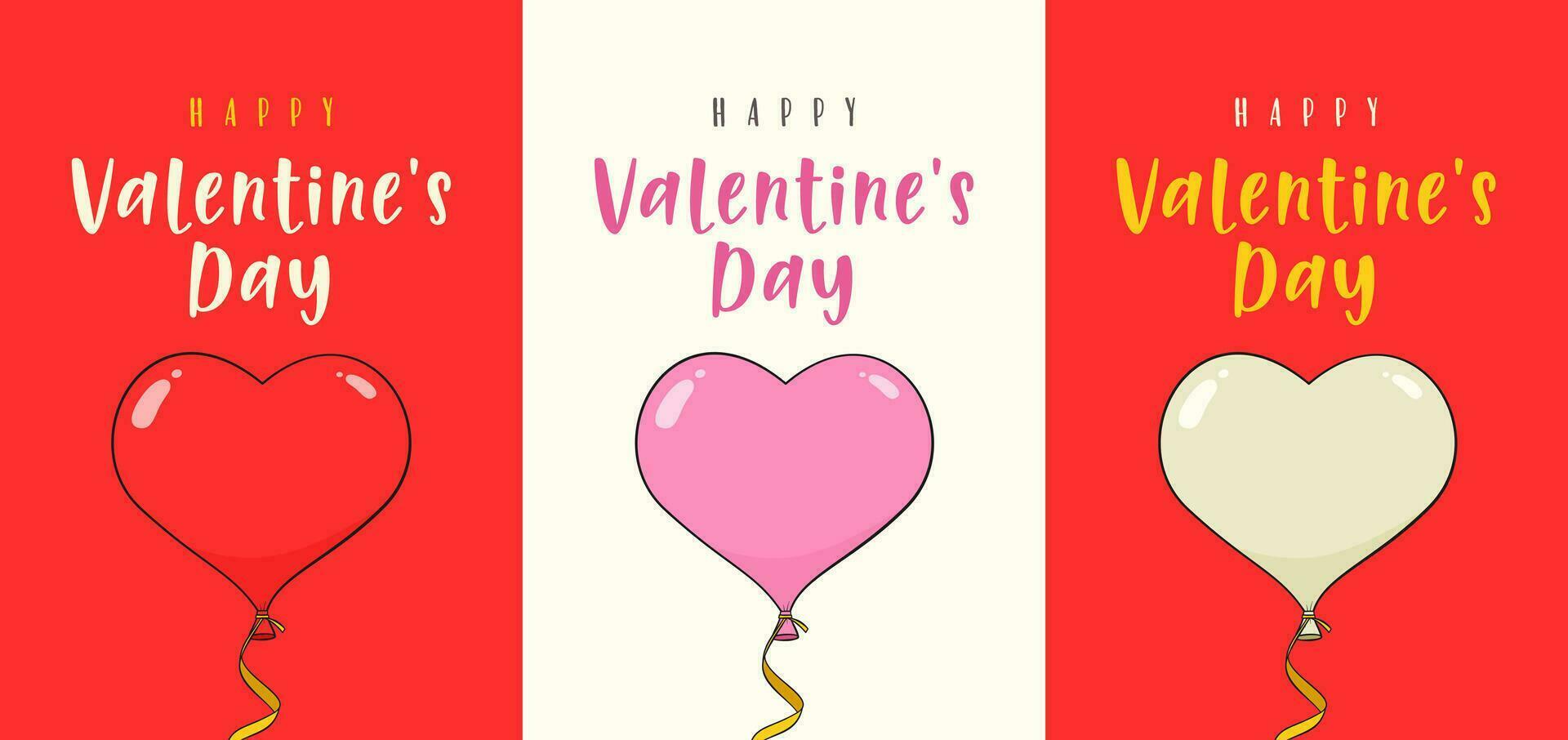 Happy Valentine's Day. Three card templates vector