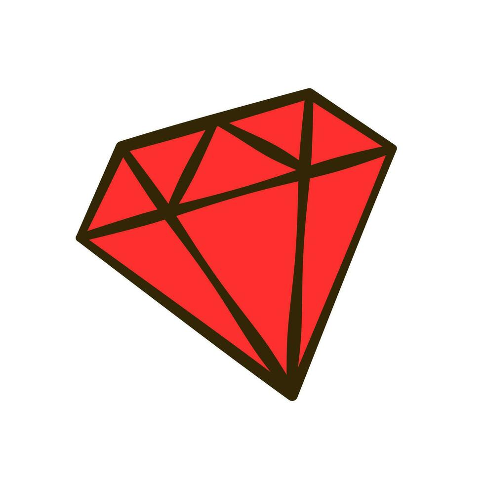 Red diamond. Valentine's day. Flat icon vector