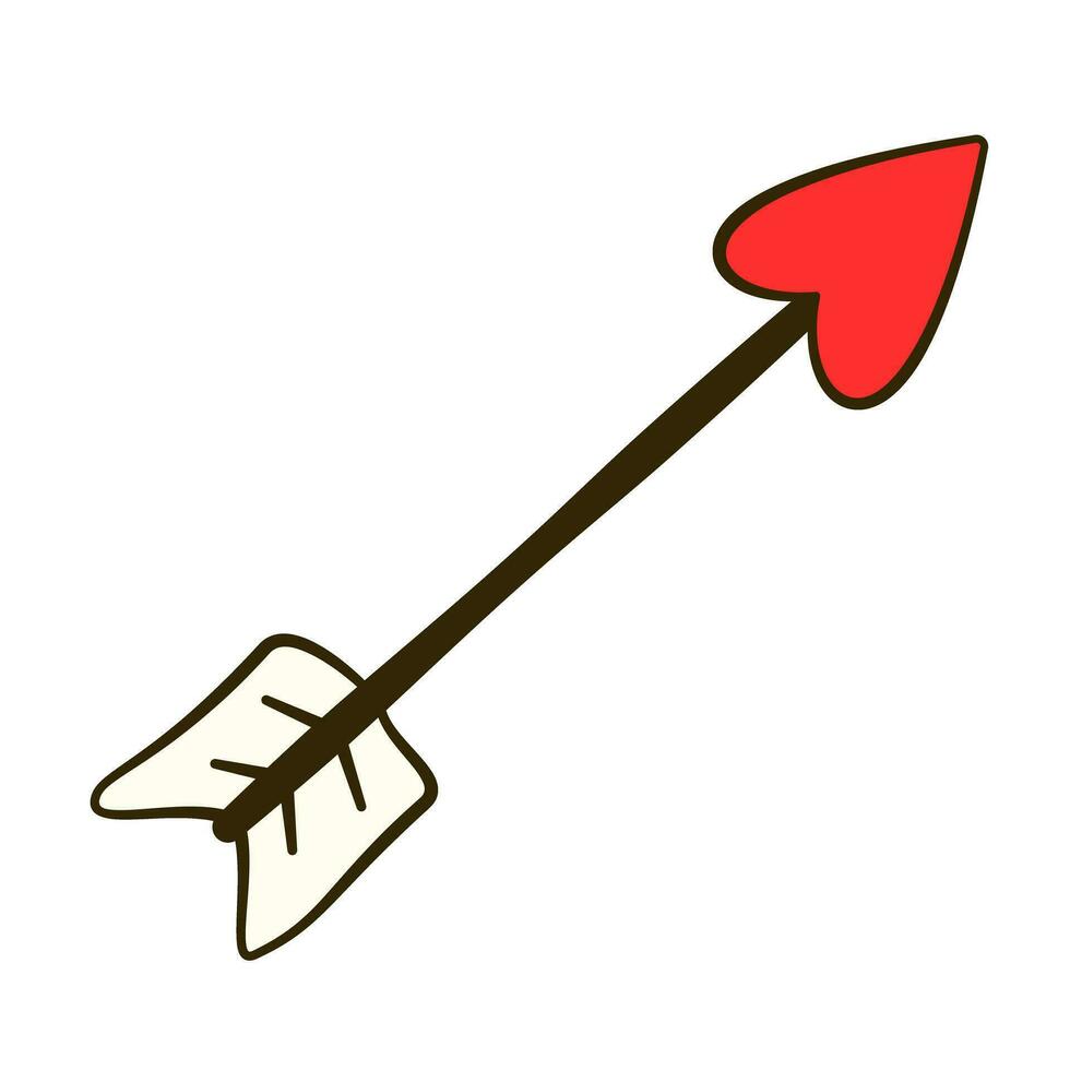 flecha con en forma de corazon punta de flecha. plano icono vector