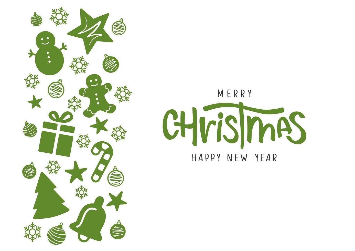 Merry Christmas and Happy New Year lettering with christmas decorations. Christmas card concept vector