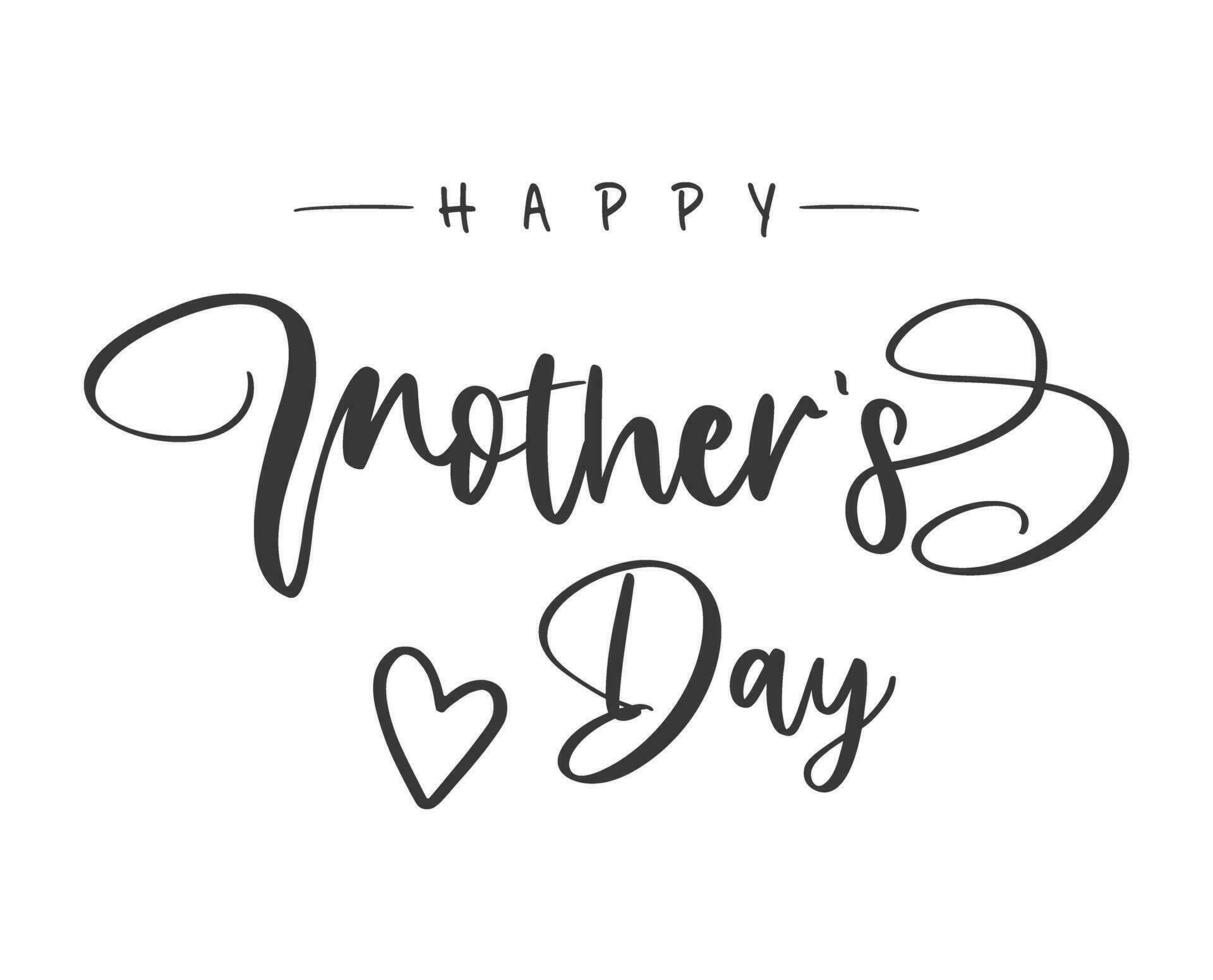 Happy mother's Day lettering with heart vector