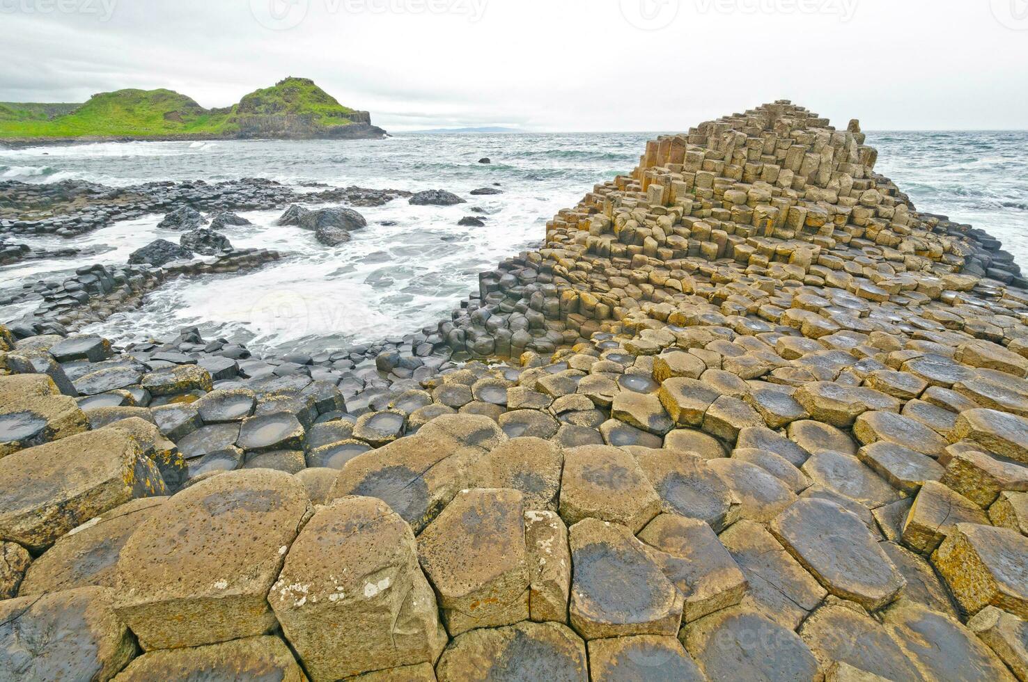 Dramatic View of Basalt Columns on the Coast photo