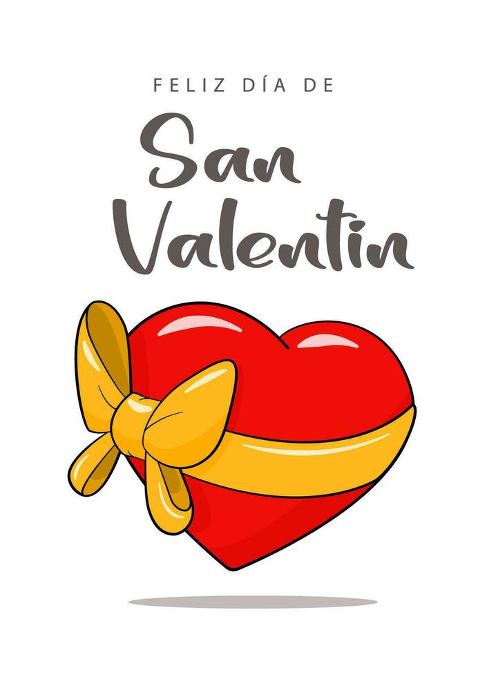 Happy Valentine's Day lettering in Spanish. Card template vector