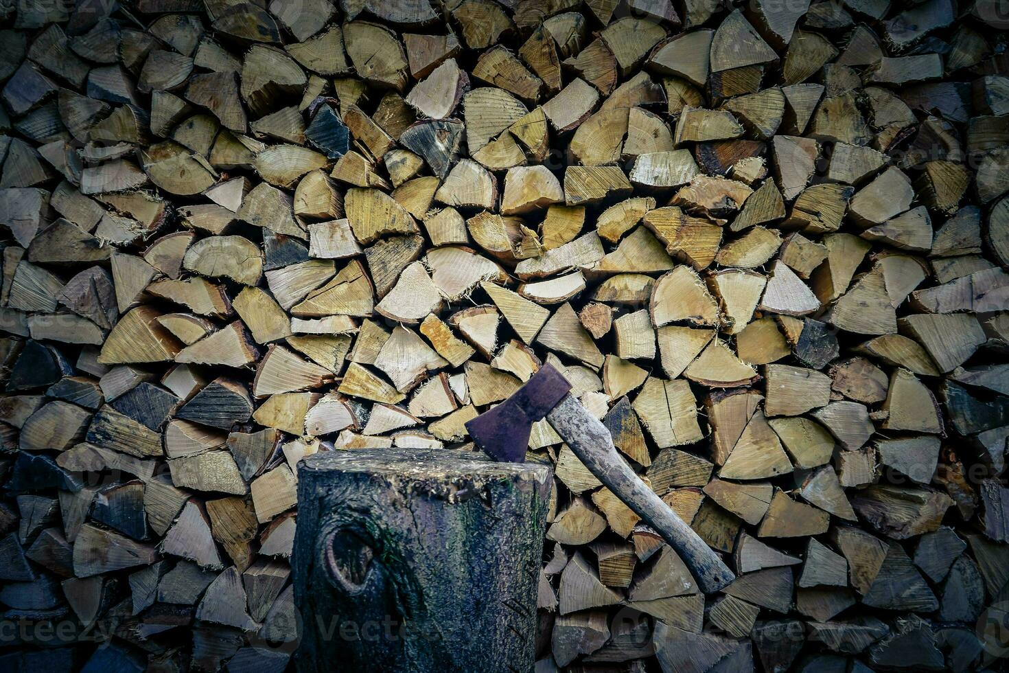 a stack of fire wood photo