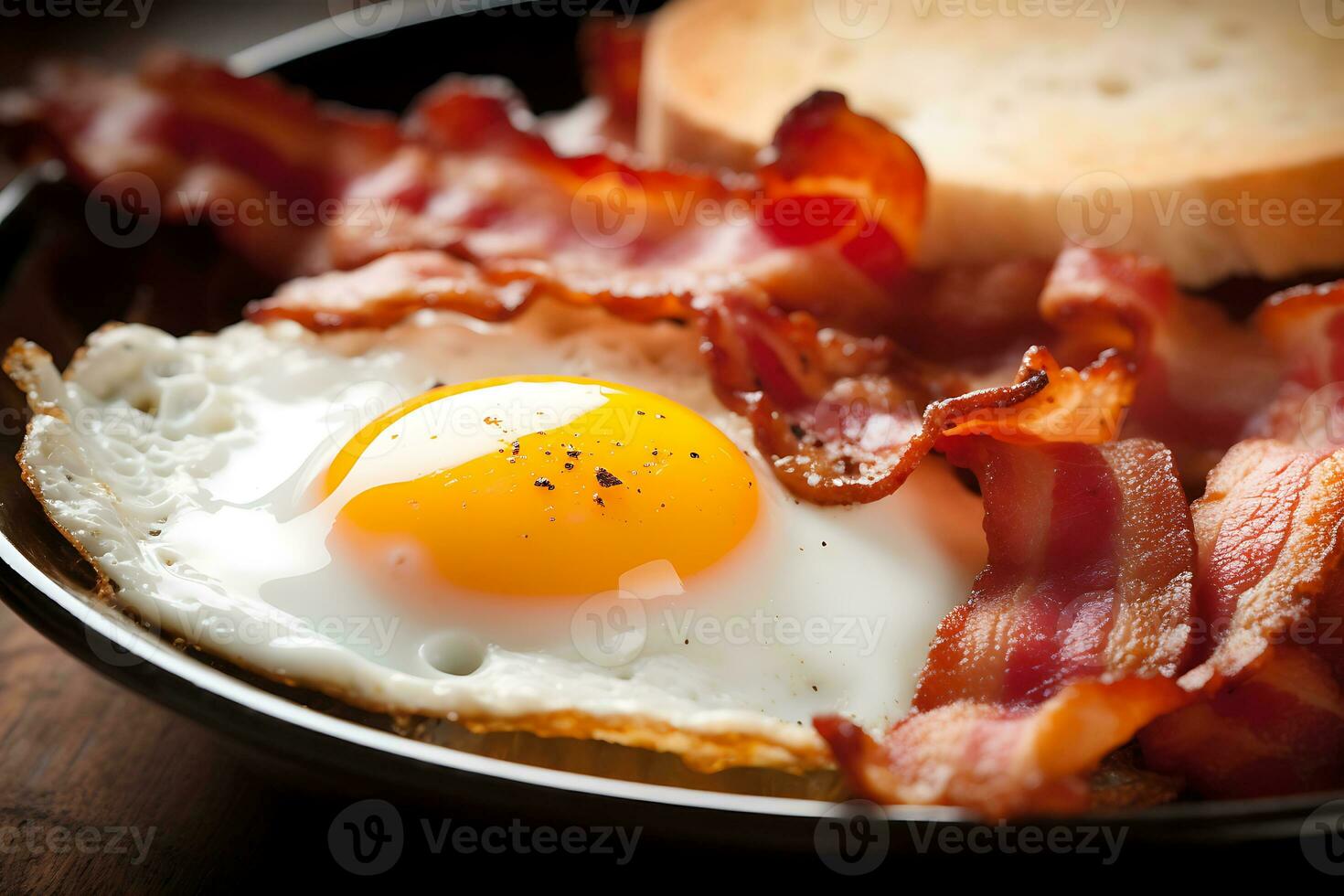 Bacon and eggs sunny side up, AI Generative photo