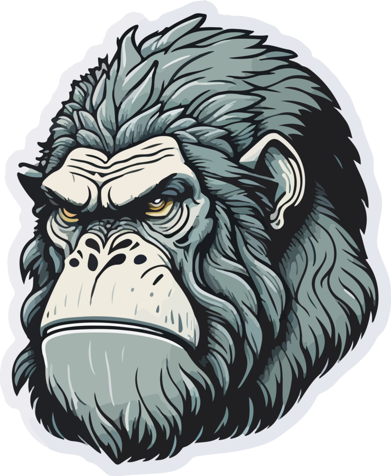 Head of Ape Sticker with AI Generative png