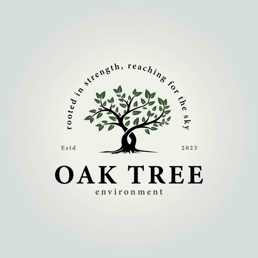 simple oak tree vector logo, illustration design of acacia and banyan tree icons in summer