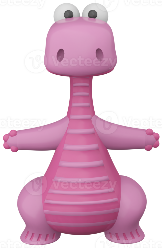 3d illustrazione rendere rosa stilizzato dinosauro personaggio ragazza su trasparente sfondo png