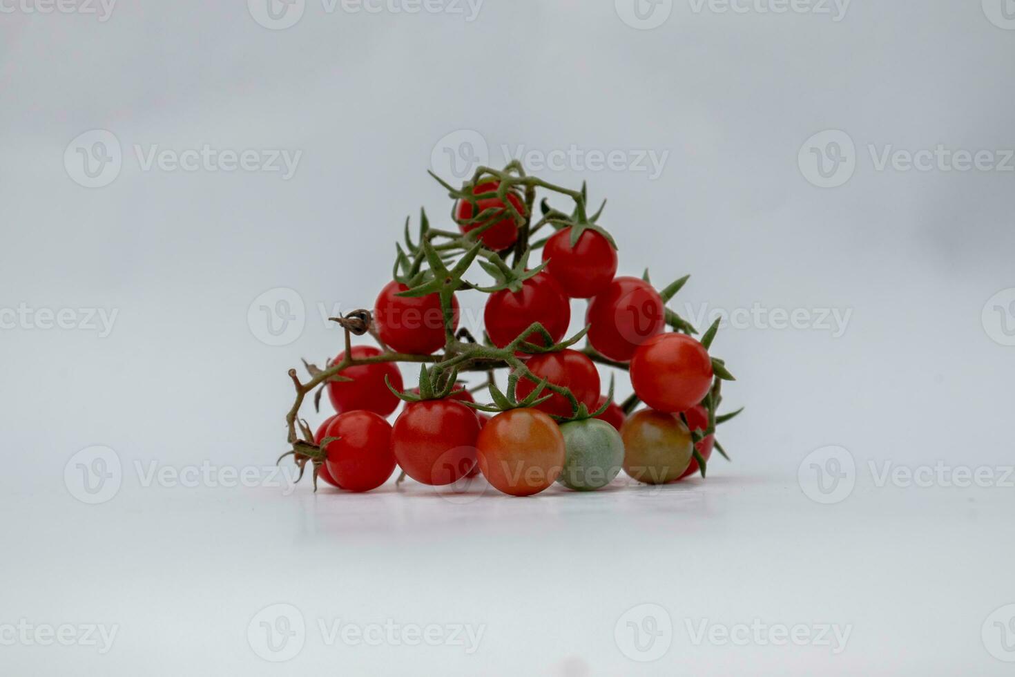 Cereza Tomates en un blanco antecedentes foto