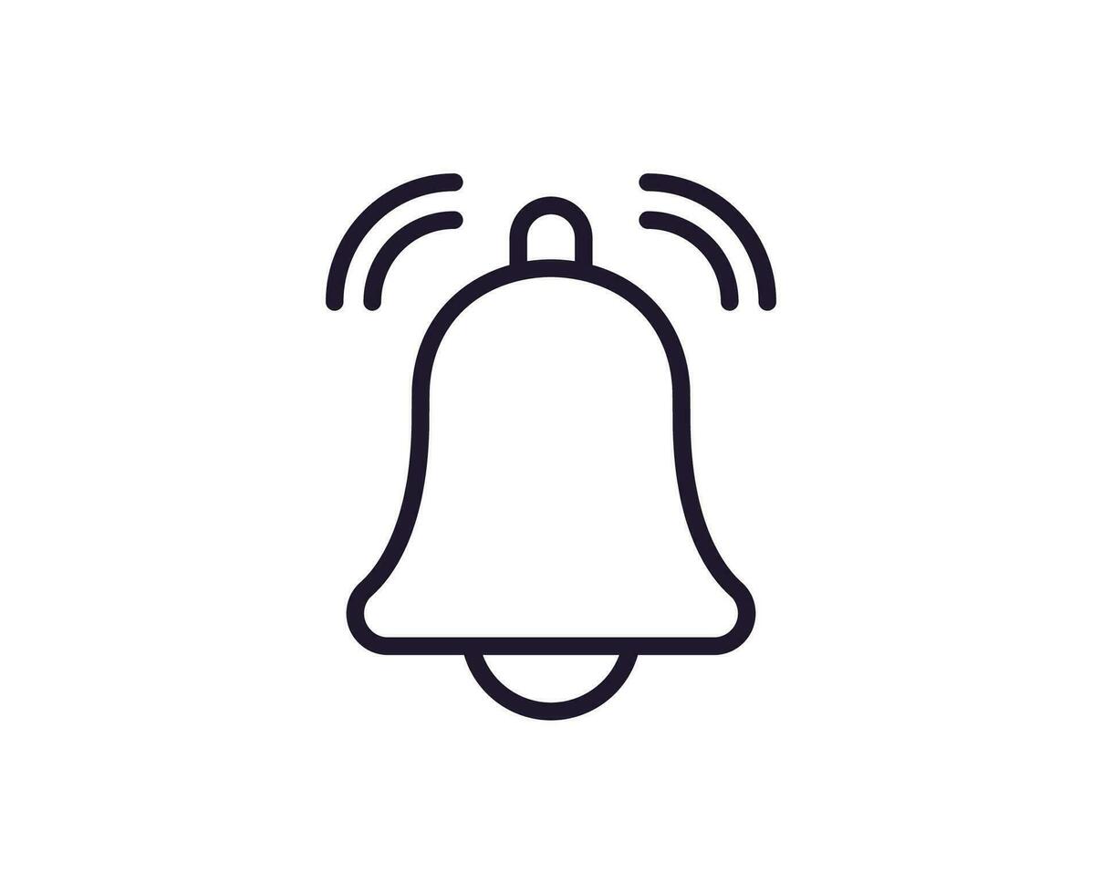 Single line icon of bell on isolated white background. High quality editable stroke for mobile apps, web design, websites, online shops etc. vector