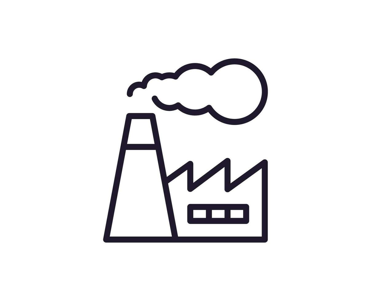 Single line icon of factory on isolated white background. High quality editable stroke for mobile apps, web design, websites, online shops etc. vector