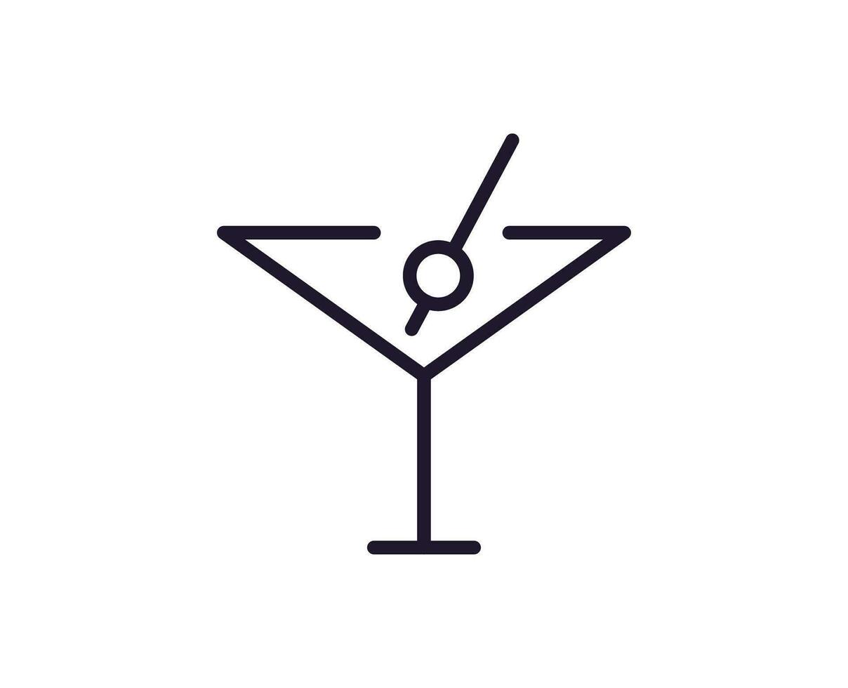 Single line icon of cocktail on isolated white background. High quality editable stroke for mobile apps, web design, websites, online shops etc. vector