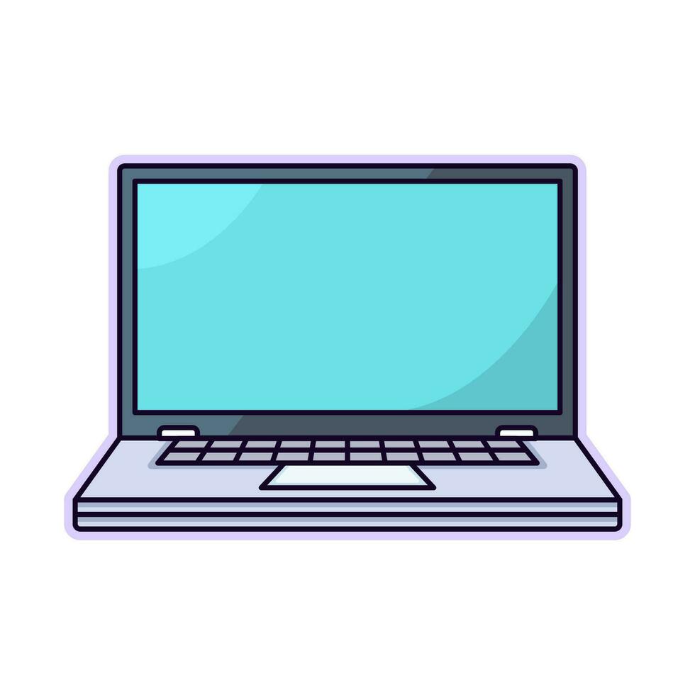 Laptop with Blank Screen Vivid Flat Image. Perfect for different cards, textile, web sites, apps vector