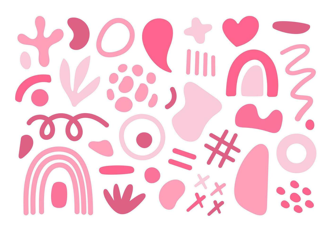 Pink core Abstract geometric shapes. Abstract contemporary modern style elements set. Trendy illustration. vector