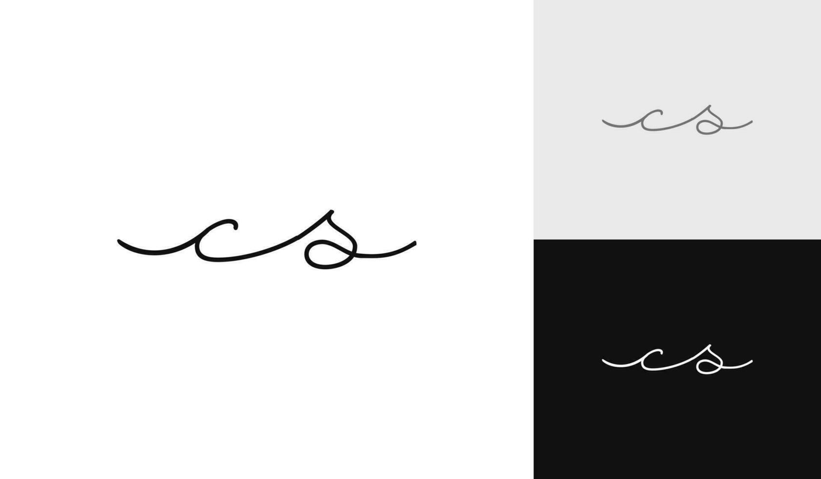 Handwritting signature letter CS logo design vector
