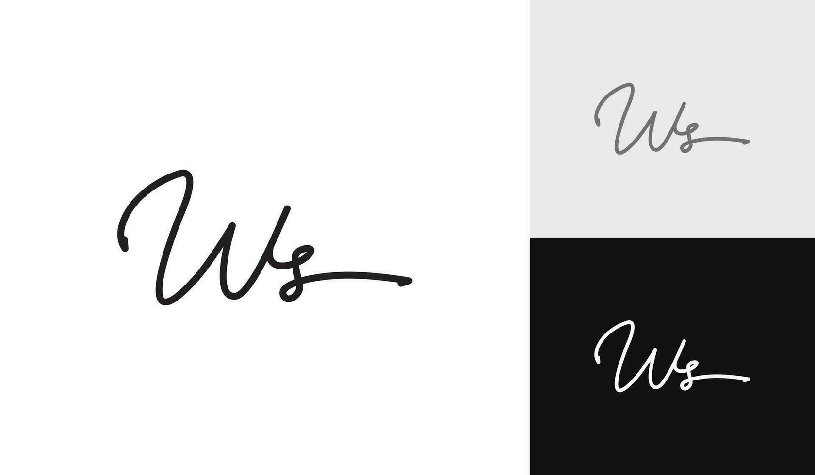 Handwritting signature letter WS logo design vector