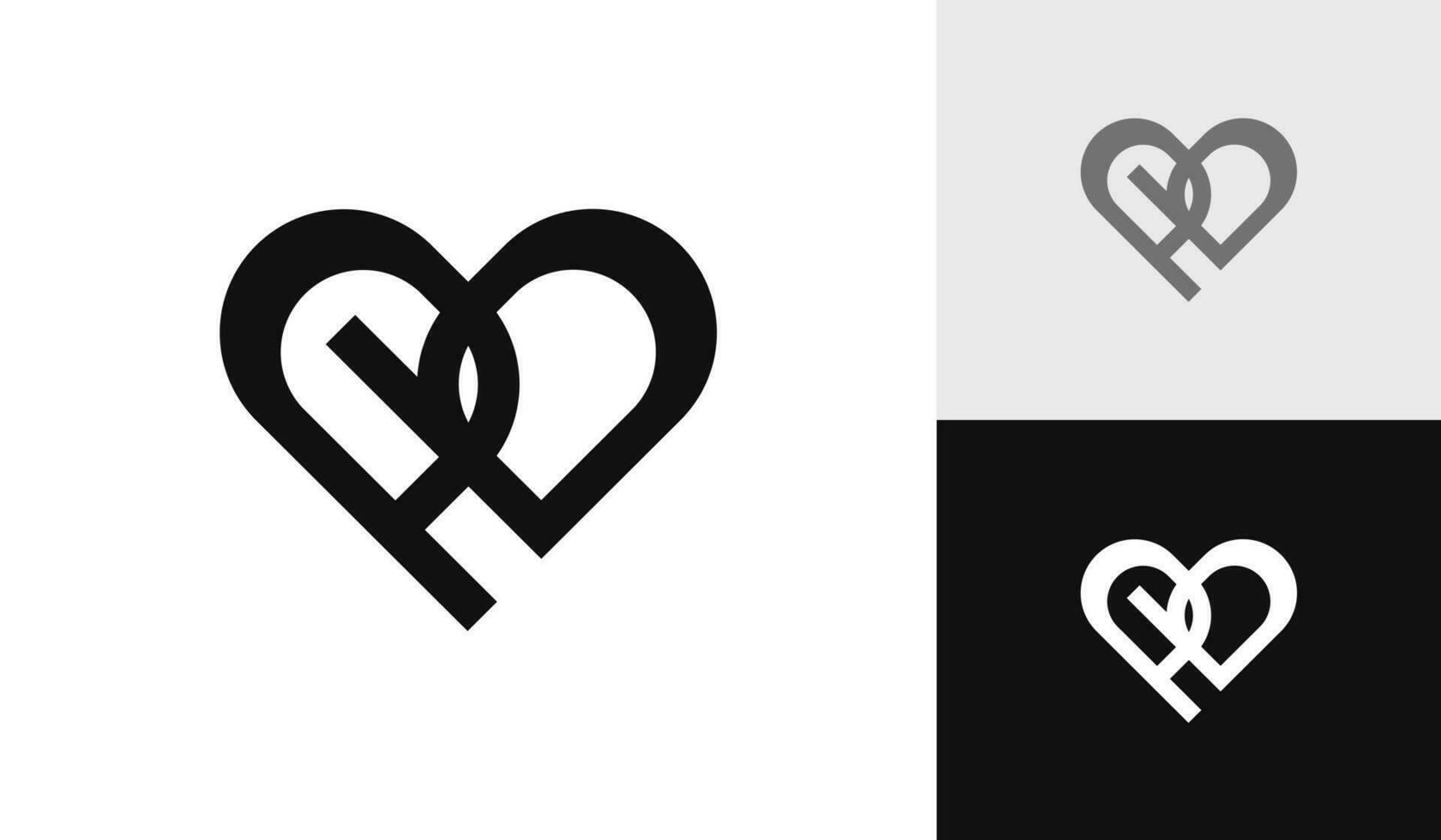 letra pb corazón logo diseño vector