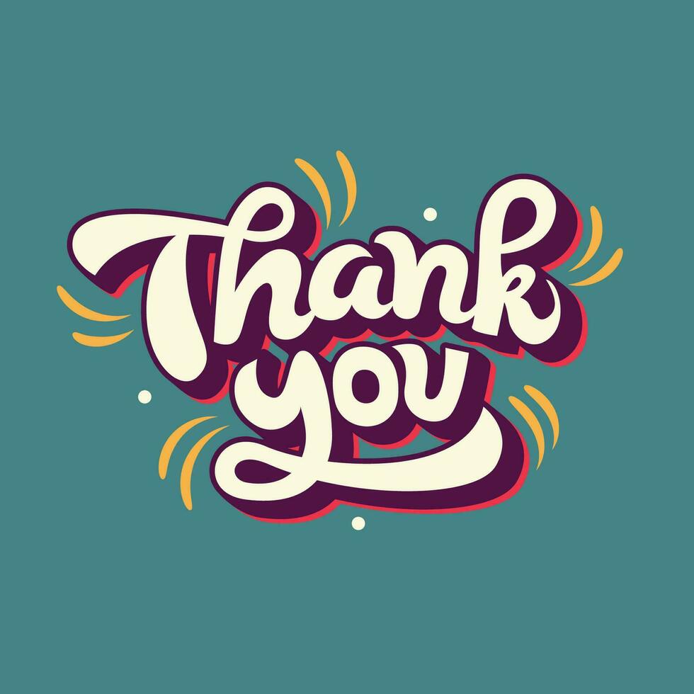 Thank You Hand drawn lettering vector illustration. Thank You calligraphy. Thank you greeting card. Thank You retro style typography for Thanks giving day celebration.