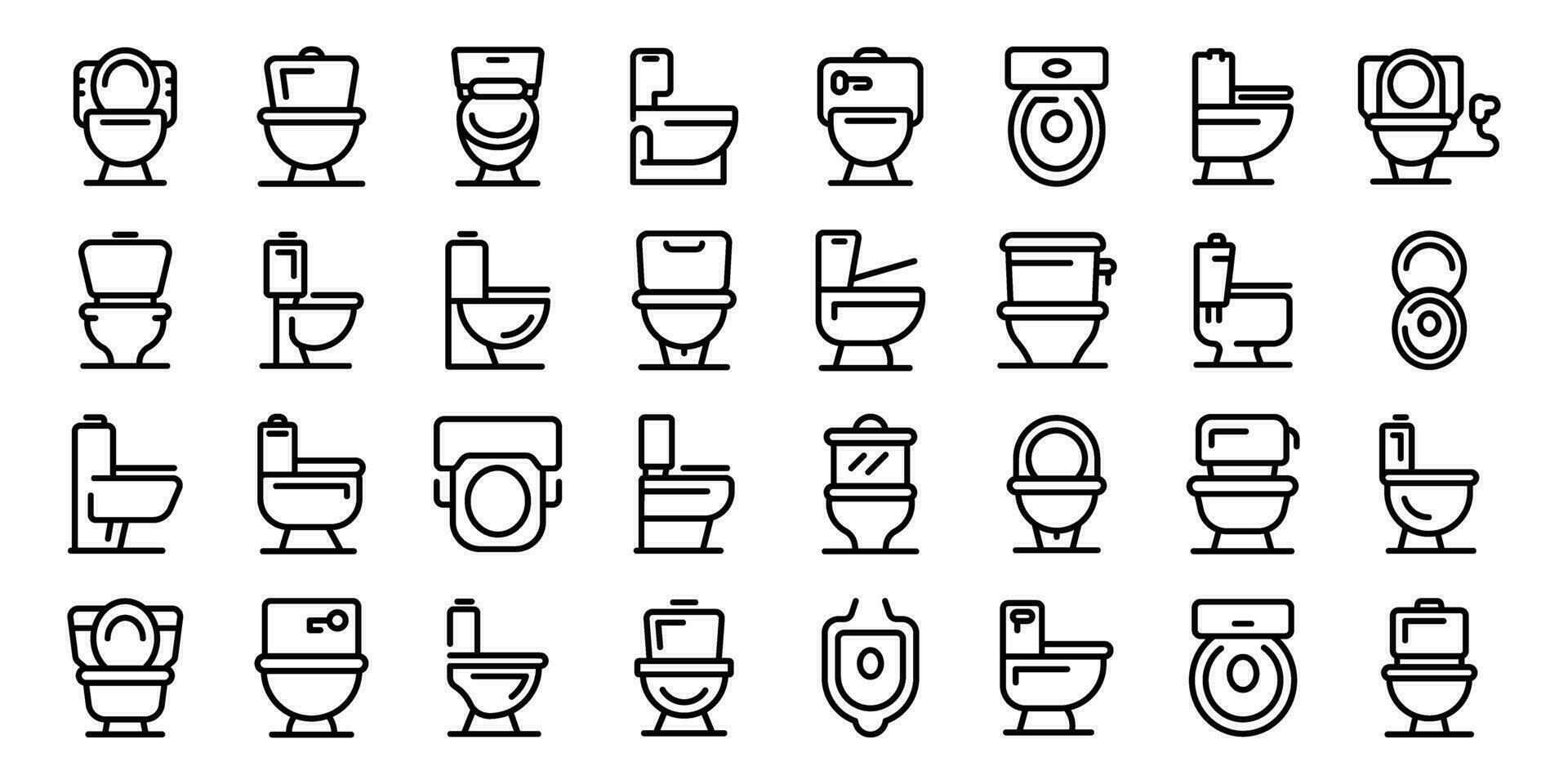 Toilet bowl icons set outline vector. Wc clean vector