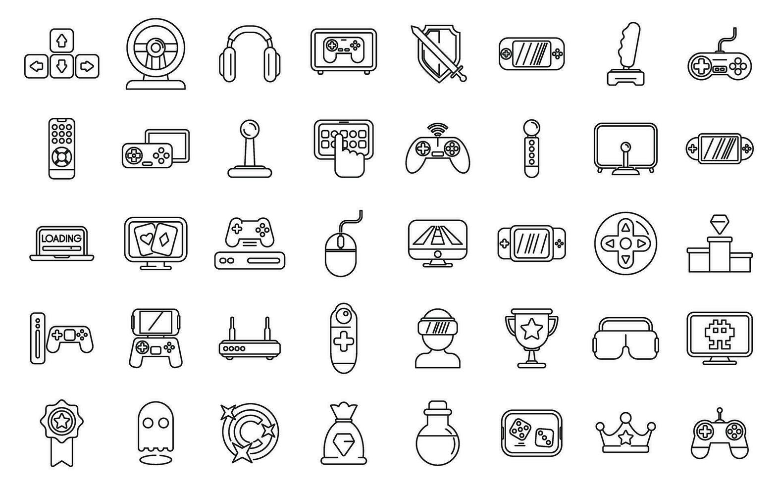 Online games icons set outline vector. Camera cyber vector